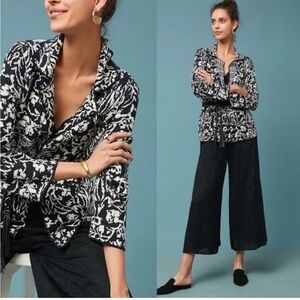 Anthropologie | Ett:twa Intarsia reversible cotton knit jacket sweater